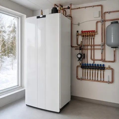 Bergvärmepump installerad i villarum av Lundmarks tekniker