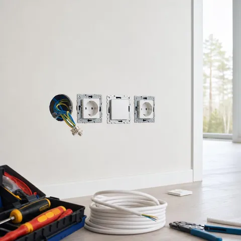 Elektriker utför elinstallation i villa